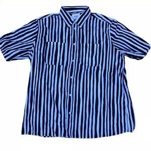WESC Sweden Button Down Shirt Men's LARGE White Black Short Sleeve Colla…​​
